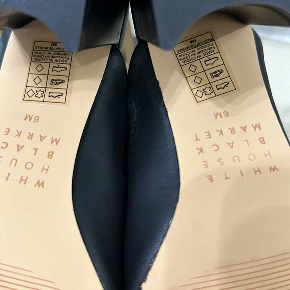 NWT White House Black Market black faux leather snake skin design mules sz 6 - Picture 6 of 6